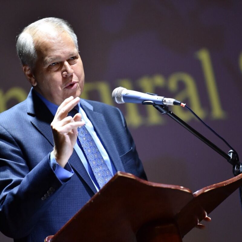 Dr Billy Wilson, member of the Pentecostal World Federation executive committee speaking at the GCF gathering in Bogota, Colombia. Photo: Albin Hillert/WCC