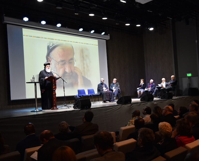 Mor Ignatius Aphrem II, Patriarch of Antioch, All the East and Supreme Head of the Universal Syrian Orthodox Church addresses the GCF gathering. Photo: Albin Hillert/WCC
