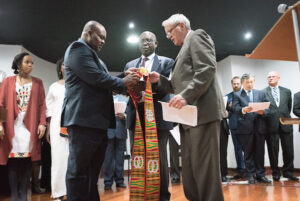 GCF International committee awarding Rev. Dr. Casely Essamuah as GCF secretary for another five years at Geneva